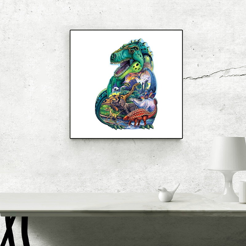 Rompecabezas de dinosaurios y volcanes