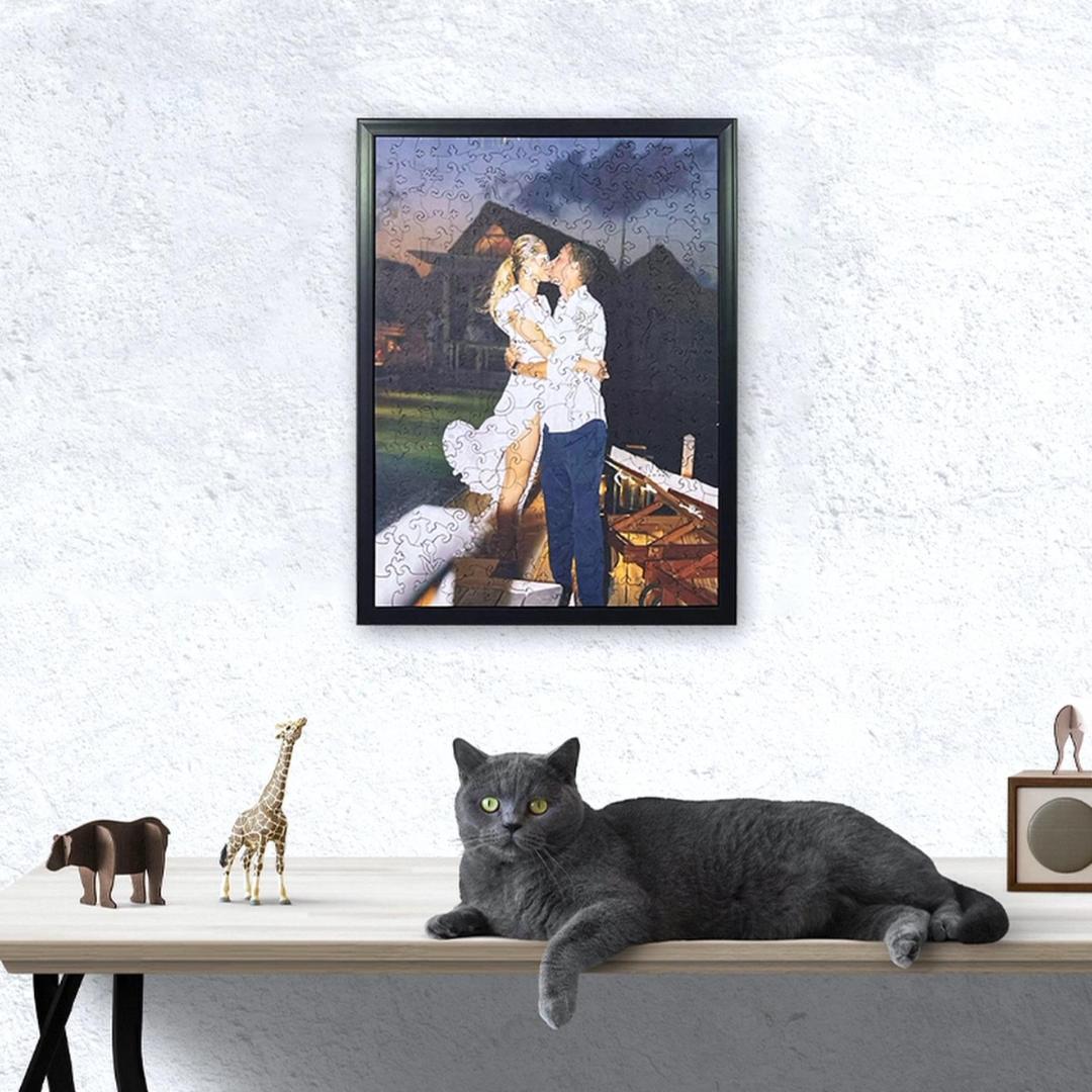 Rompecabezas de madera personalizados con foto de familia feliz