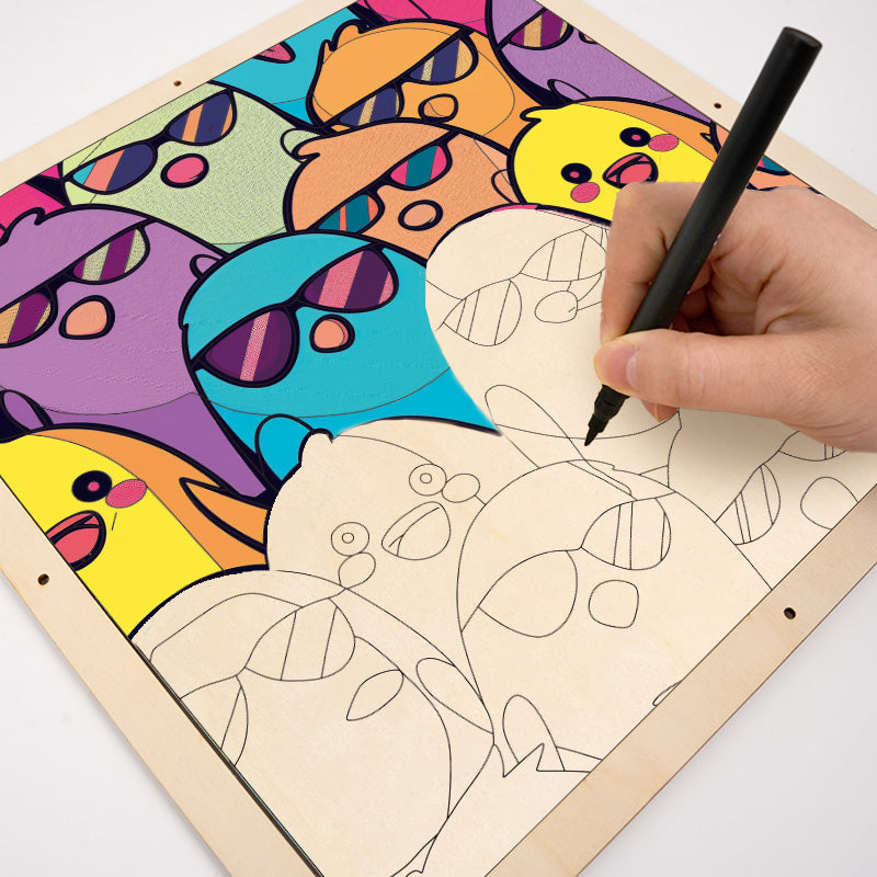 Aves Geniales - Rompecabezas de Madera para Colorear