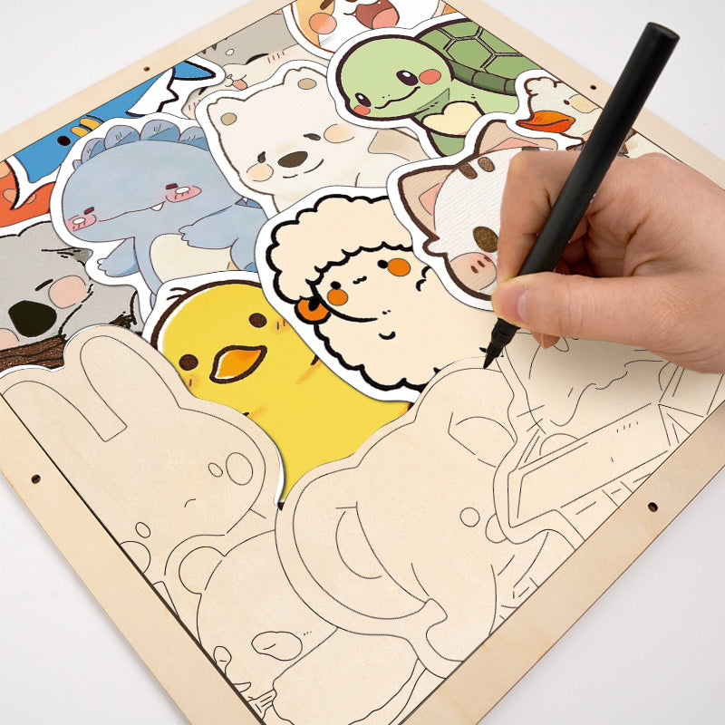 Reunión Peluda - Rompecabezas de Madera para Colorear