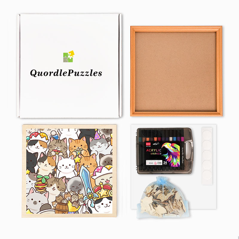 Gatitos mágicos - Rompecabezas de madera para colorear