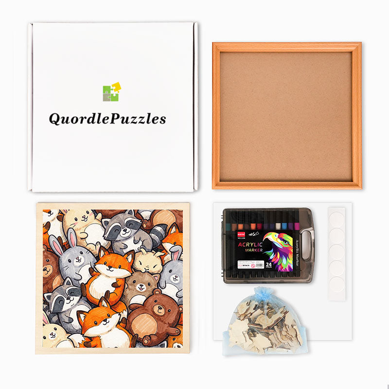 Amigos del bosque - Rompecabezas de madera para colorear