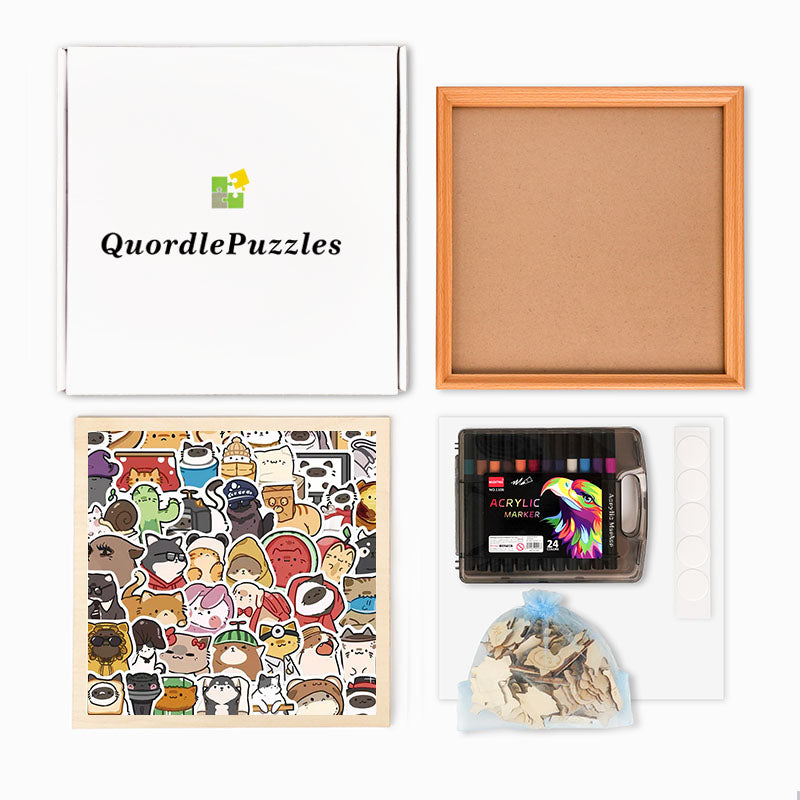 Mascotas Felices - Rompecabezas de Madera para Colorear