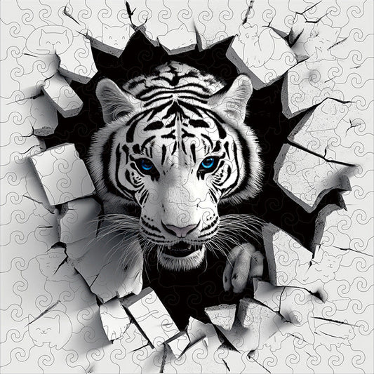 Puzzle de madera 3D de la explosión del tigre blanco