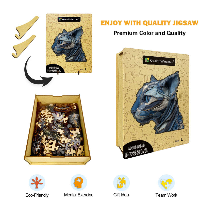 Rompecabezas 3D de cabeza de gato estilo vaquero