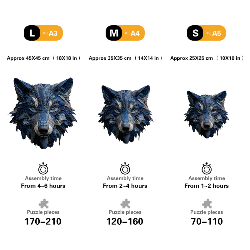 Rompecabezas 3D de cabeza de lobo estilo vaquero