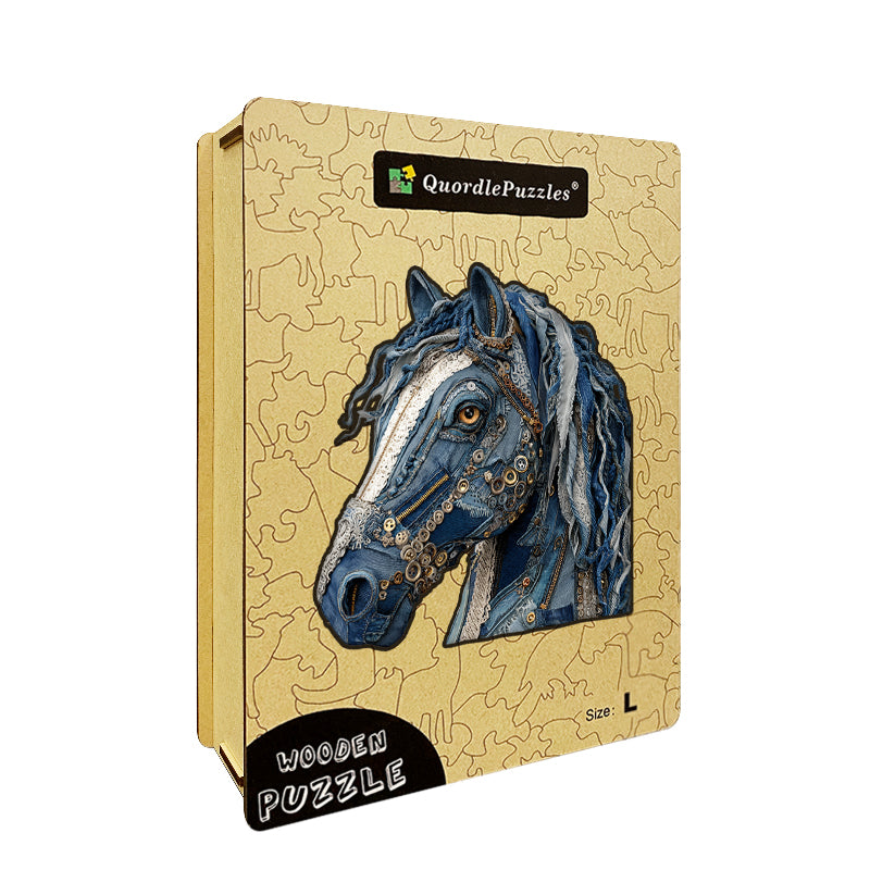 Puzzle 3D de cabeza de caballo estilo vaquero (denim)