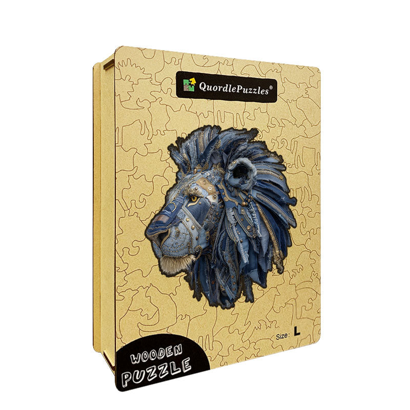 Rompecabezas 3D de cabeza de león estilo vaquero