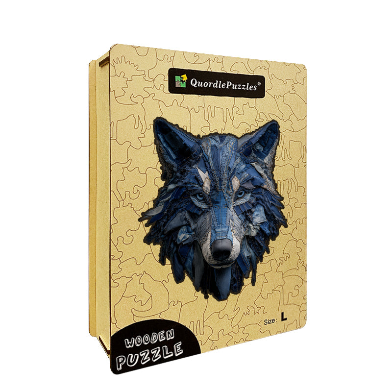 Rompecabezas 3D de cabeza de lobo estilo vaquero