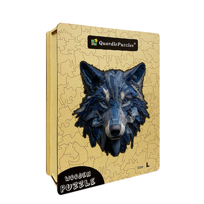 Rompecabezas 3D de cabeza de lobo estilo vaquero