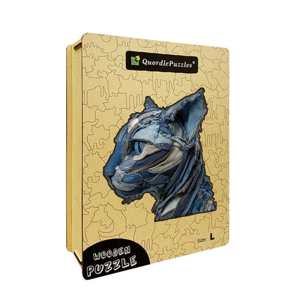 Rompecabezas 3D de cabeza de gato estilo vaquero