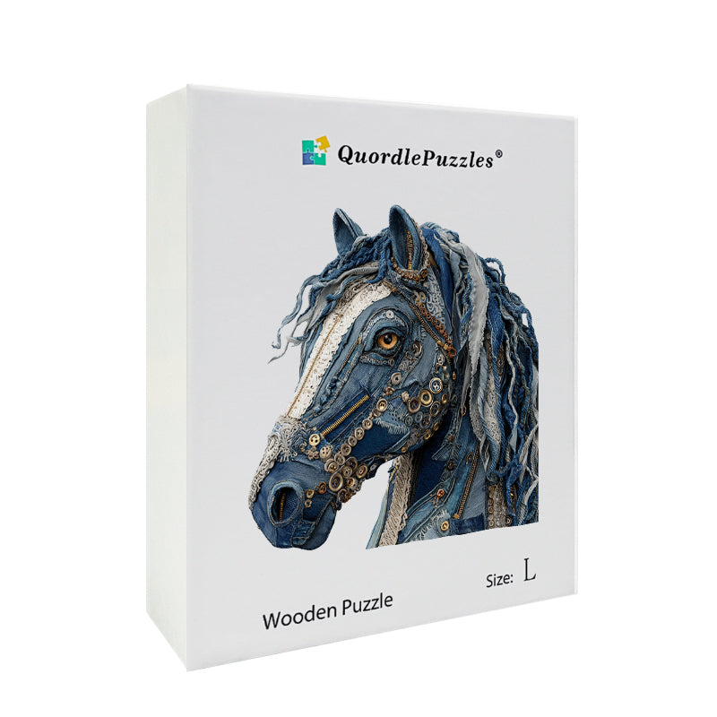 Puzzle 3D de cabeza de caballo estilo vaquero (denim)