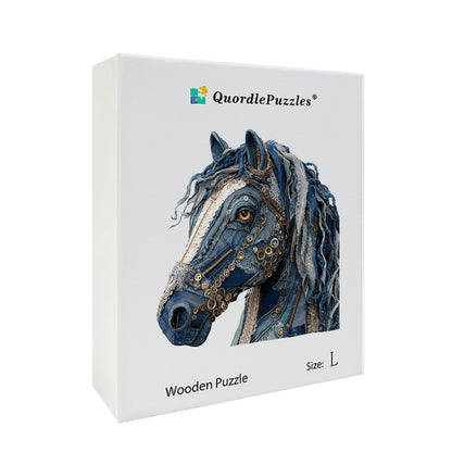 Puzzle 3D de cabeza de caballo estilo vaquero (denim)