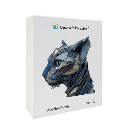 Rompecabezas 3D de cabeza de gato estilo vaquero