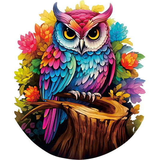 🔥Último día 92% de descuento - búho arcoíris en una rama