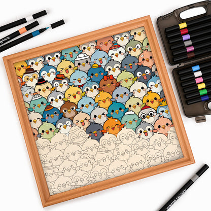 Aves - Rompecabezas de Madera para Colorear