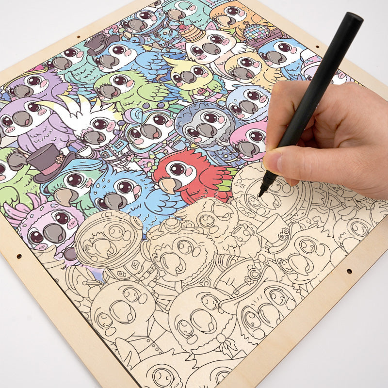 Periquito - Rompecabezas de Madera para Colorear