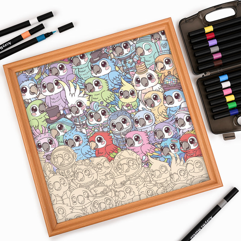 Periquito - Rompecabezas de Madera para Colorear