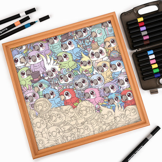 Periquito - Rompecabezas de Madera para Colorear