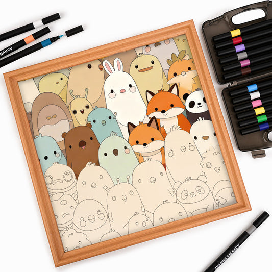 Critters Acurrucados - Rompecabezas de Madera para Colorear
