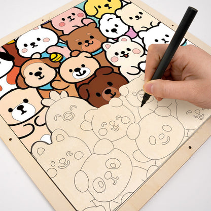 Compañeros del Bosque - Rompecabezas de Madera para Colorear