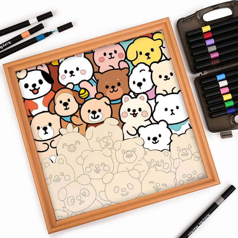 Compañeros del Bosque - Rompecabezas de Madera para Colorear