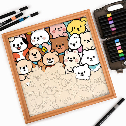 Compañeros del Bosque - Rompecabezas de Madera para Colorear