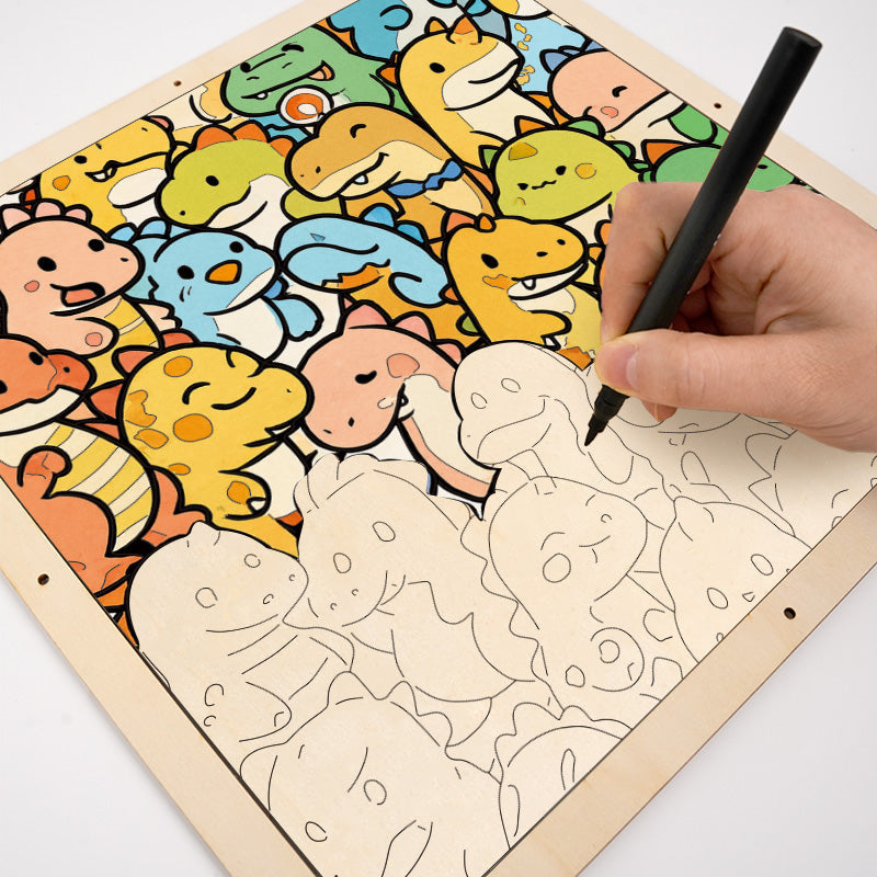 Pequeño Dragón - Rompecabezas de Madera para Colorear