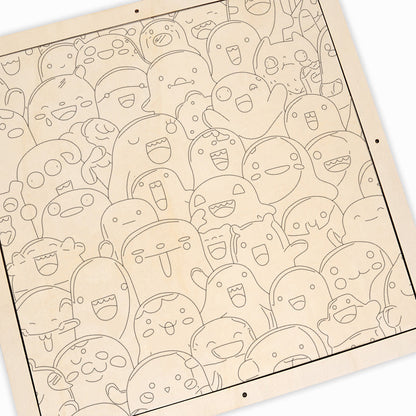 Monstruos Traviesos - Rompecabezas de Madera para Colorear