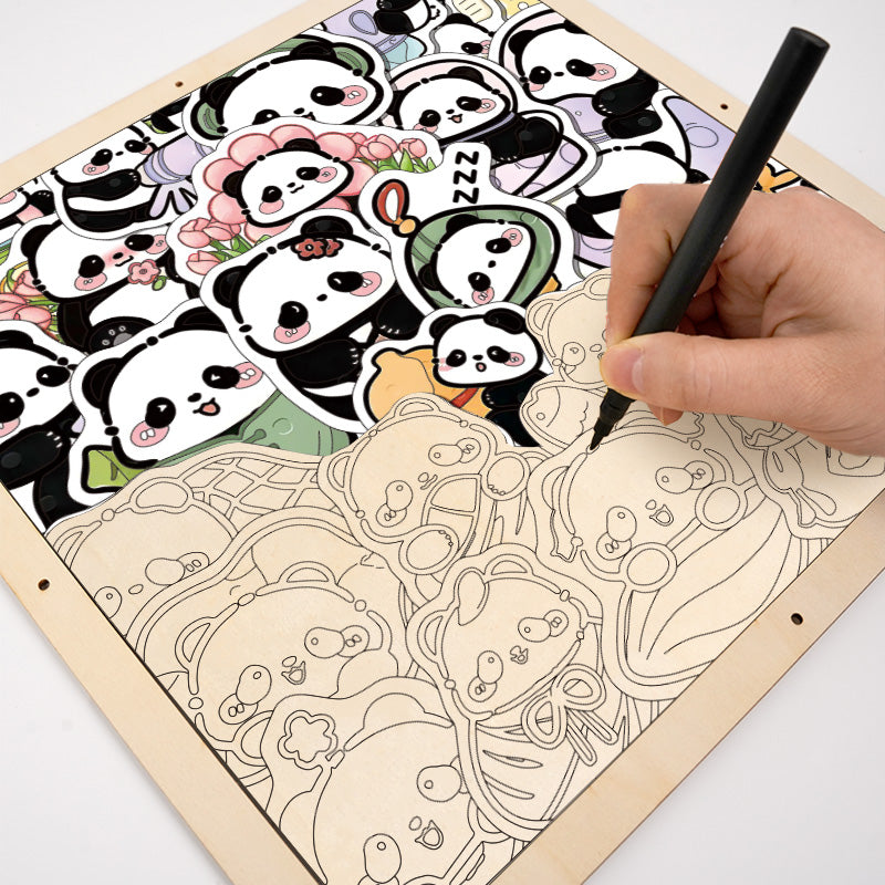 Panda II - Rompecabezas de Madera para Colorear
