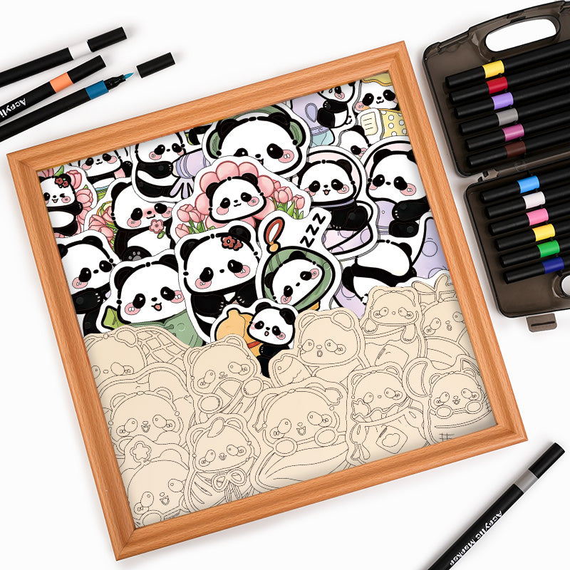 Panda II - Rompecabezas de Madera para Colorear