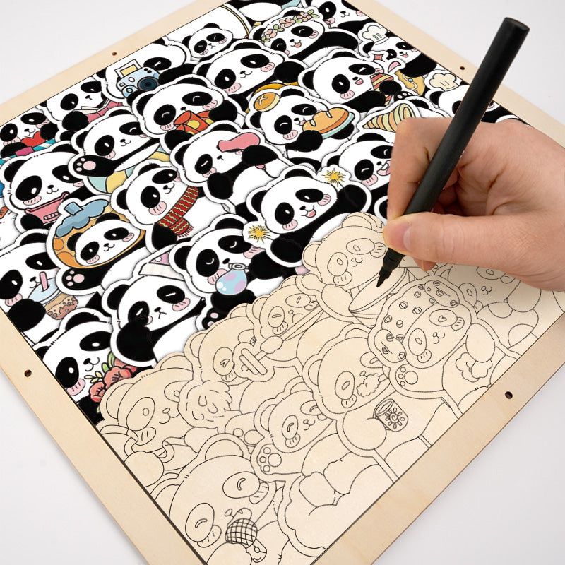 Panda III - Rompecabezas de Madera para Colorear