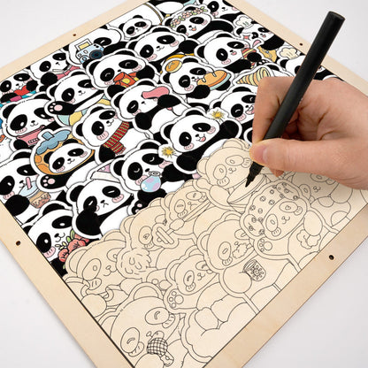 Panda III - Rompecabezas de Madera para Colorear