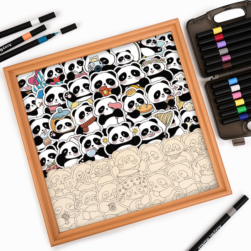 Panda III - Rompecabezas de Madera para Colorear