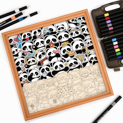Panda III - Rompecabezas de Madera para Colorear