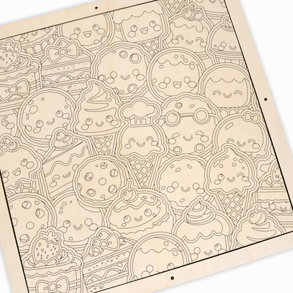 Dulces Delicias - Rompecabezas de Madera para Colorear