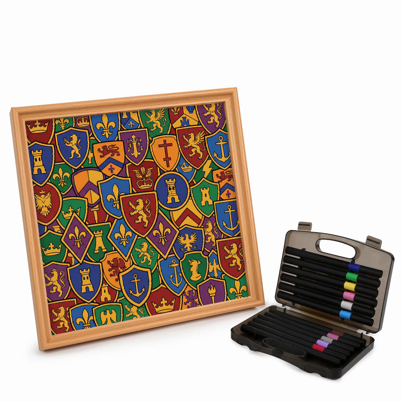 Colección de insignias - Rompecabezas de madera para colorear