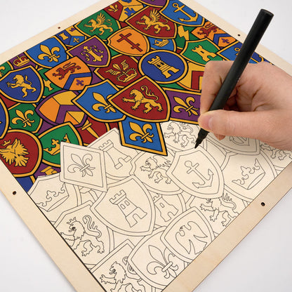 Colección de insignias - Rompecabezas de madera para colorear