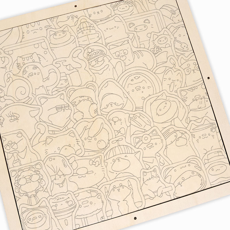 Mascotas Felices - Rompecabezas de Madera para Colorear