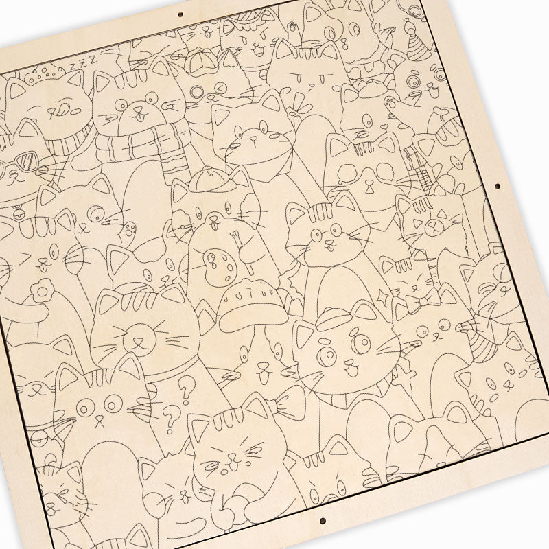 Gatos caprichosos - Rompecabezas de madera para colorear