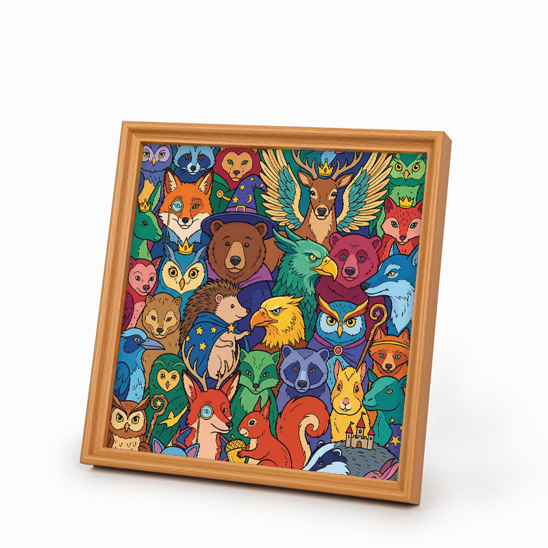 Amigos del Bosque Encantado - Rompecabezas de madera para colorear