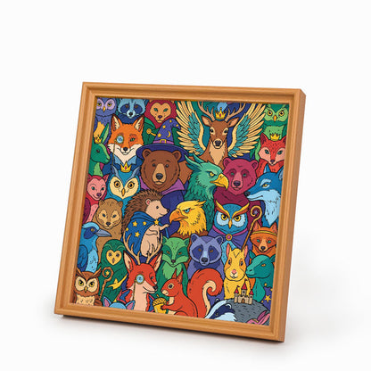 Amigos del Bosque Encantado - Rompecabezas de madera para colorear