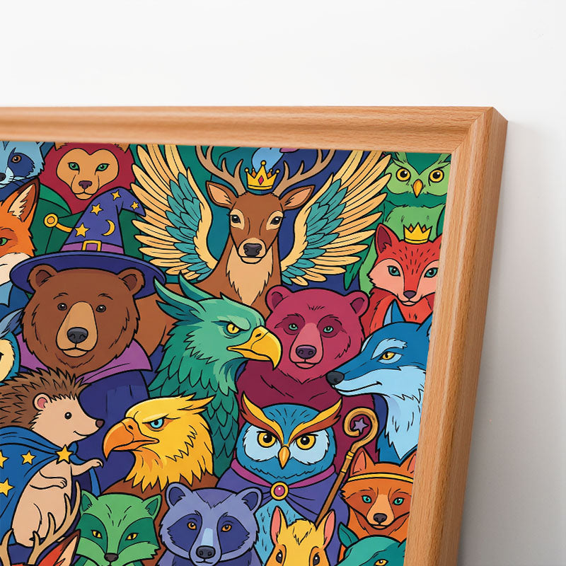 Amigos del Bosque Encantado - Rompecabezas de madera para colorear