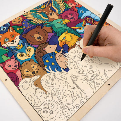 Amigos del Bosque Encantado - Rompecabezas de madera para colorear