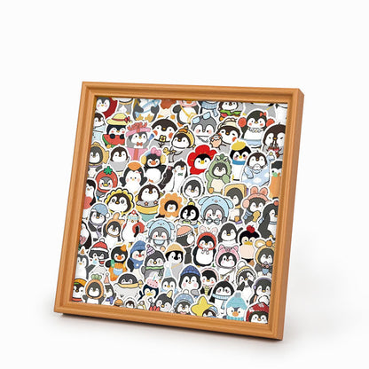 Pingüinos divertidos - Rompecabezas de madera para colorear