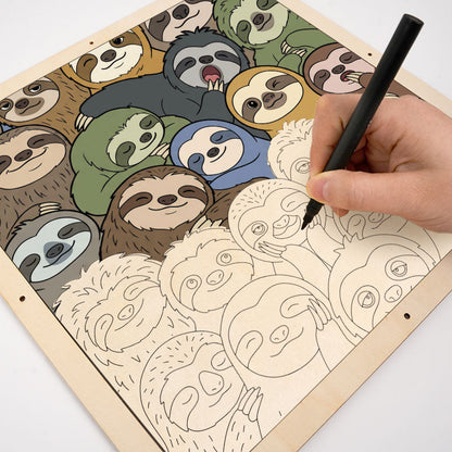 Perezosos perezosos - Rompecabezas de madera para colorear