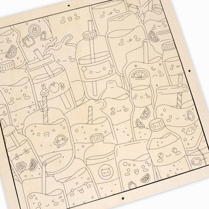 Jugos lindos - Rompecabezas de madera para colorear