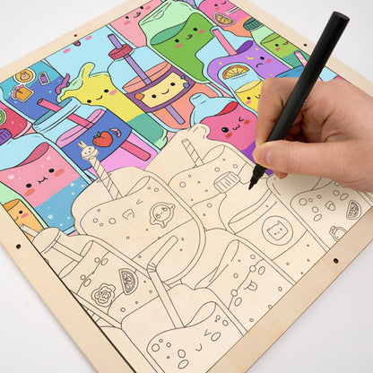 Jugos lindos - Rompecabezas de madera para colorear