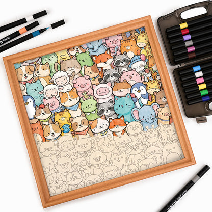 Animales caprichosos - Rompecabezas de madera para colorear