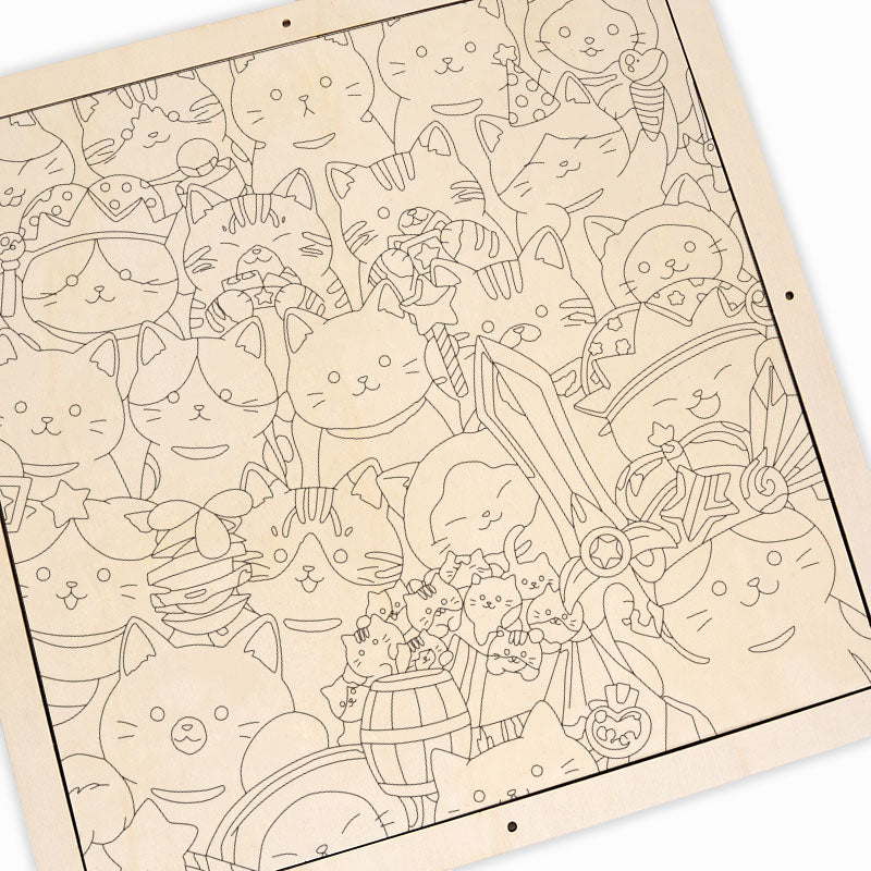 Gatitos mágicos - Rompecabezas de madera para colorear